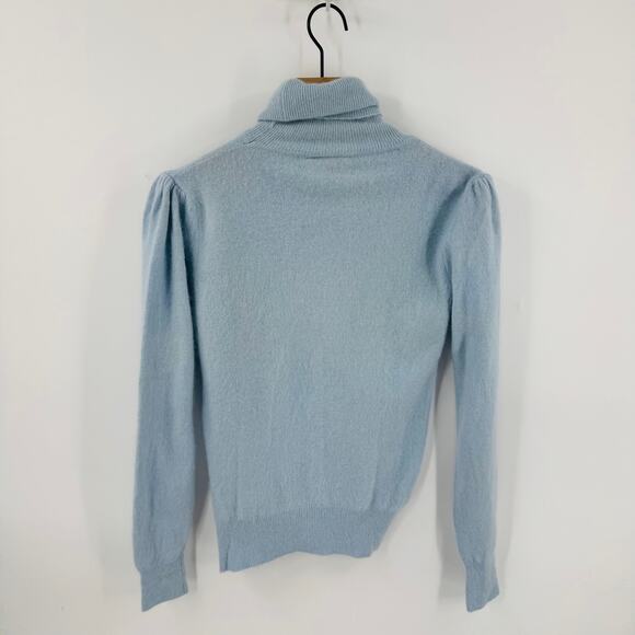 Vintage Starford Lambswool/Angora Turtleneck Sweater Light Blue Puff Sleeve L - Picture 2 of 7